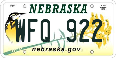NE license plate WFQ922