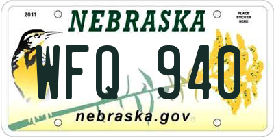 NE license plate WFQ940