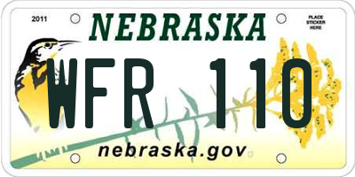 NE license plate WFR110