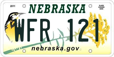 NE license plate WFR121