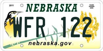 NE license plate WFR122