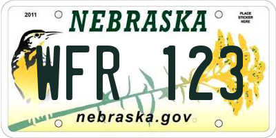 NE license plate WFR123