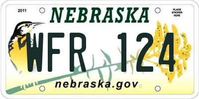 NE license plate WFR124