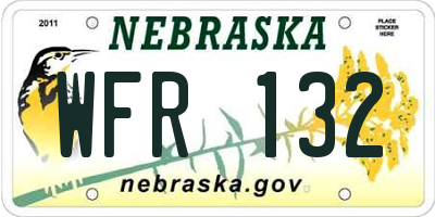 NE license plate WFR132