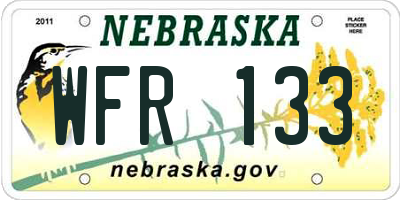 NE license plate WFR133