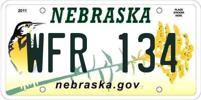 NE license plate WFR134