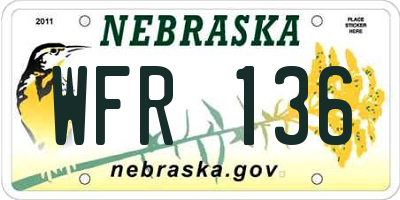 NE license plate WFR136