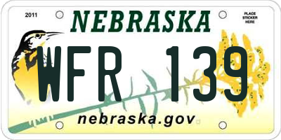 NE license plate WFR139