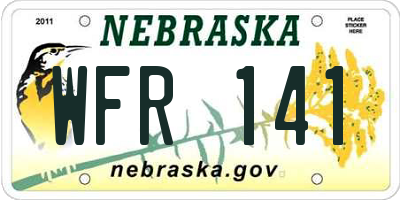 NE license plate WFR141