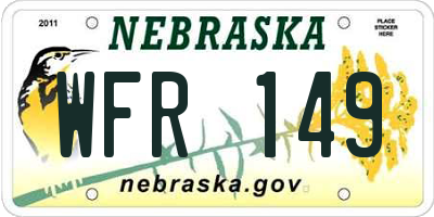 NE license plate WFR149