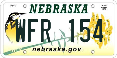 NE license plate WFR154