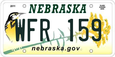 NE license plate WFR159