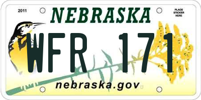 NE license plate WFR171