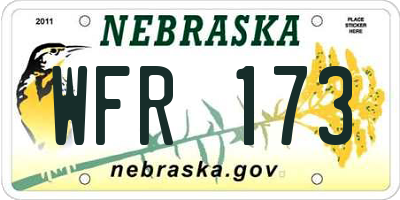 NE license plate WFR173
