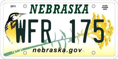 NE license plate WFR175