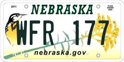 NE license plate WFR177