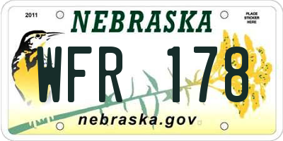 NE license plate WFR178