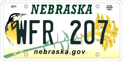 NE license plate WFR207