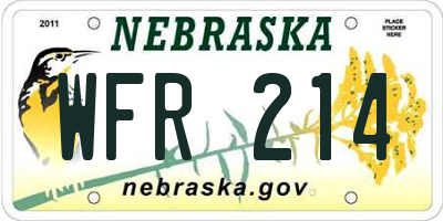 NE license plate WFR214