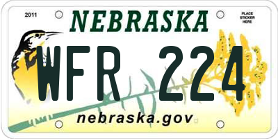 NE license plate WFR224