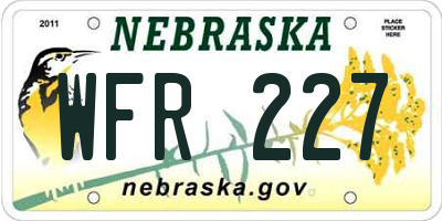 NE license plate WFR227