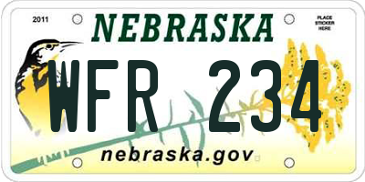 NE license plate WFR234
