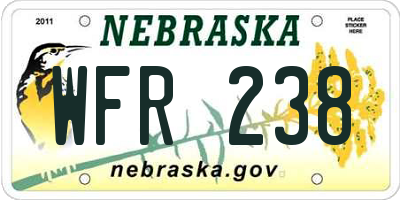 NE license plate WFR238
