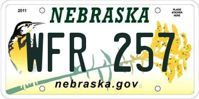 NE license plate WFR257