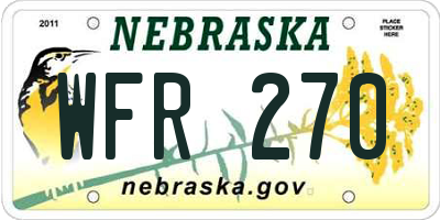 NE license plate WFR270