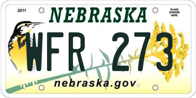 NE license plate WFR273