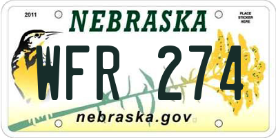 NE license plate WFR274