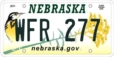 NE license plate WFR277