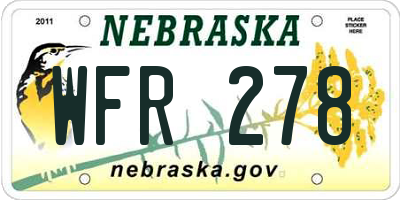 NE license plate WFR278