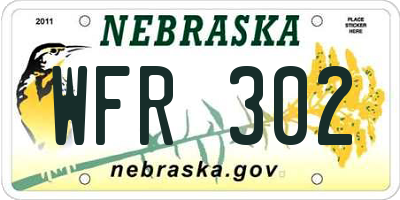 NE license plate WFR302