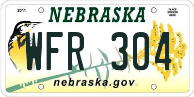 NE license plate WFR304