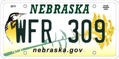 NE license plate WFR309