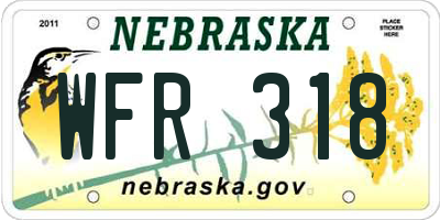 NE license plate WFR318