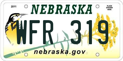 NE license plate WFR319