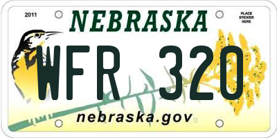 NE license plate WFR320