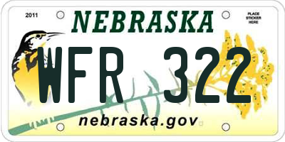 NE license plate WFR322