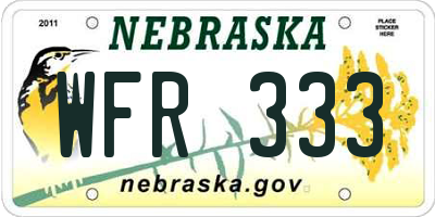 NE license plate WFR333