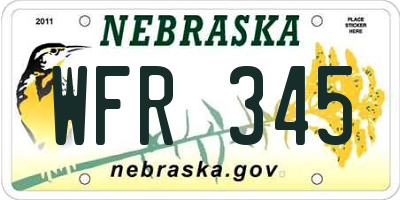 NE license plate WFR345