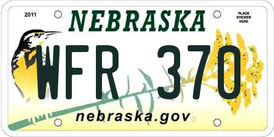 NE license plate WFR370