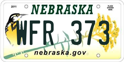 NE license plate WFR373