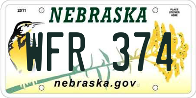 NE license plate WFR374
