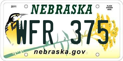 NE license plate WFR375