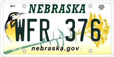 NE license plate WFR376