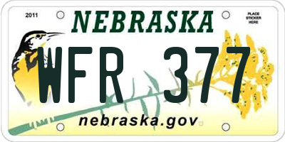 NE license plate WFR377