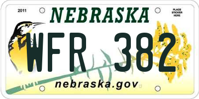 NE license plate WFR382