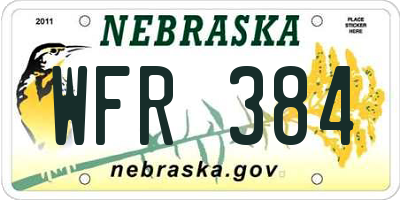 NE license plate WFR384